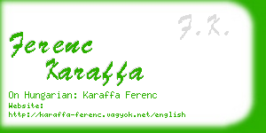 ferenc karaffa business card